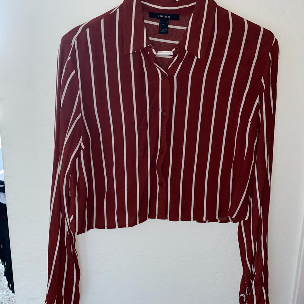 Stripped button up crop top